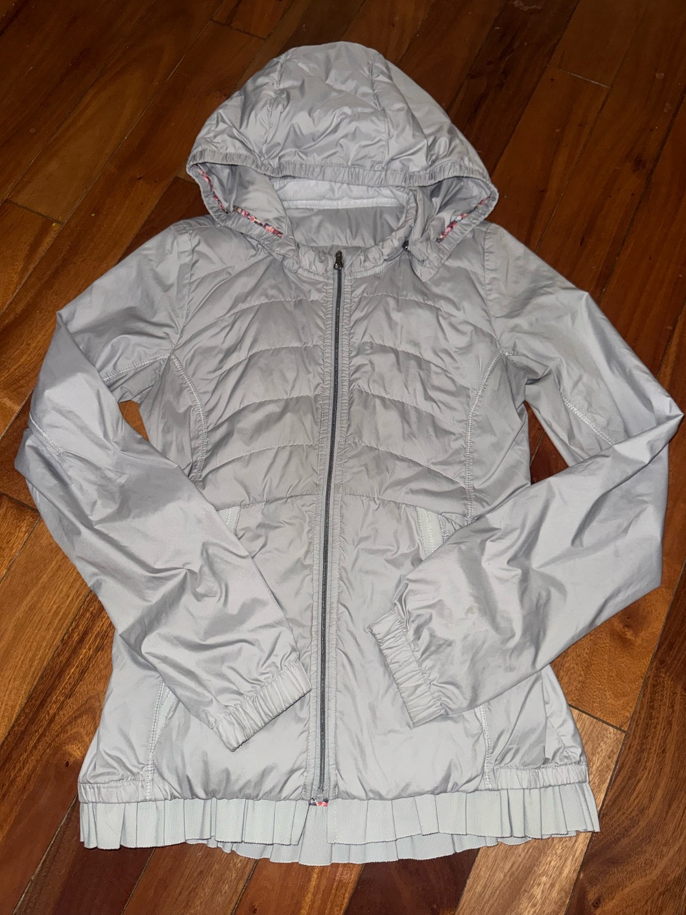 lululemon athletica Light Gray Quilted Hooded Puffer Jacket